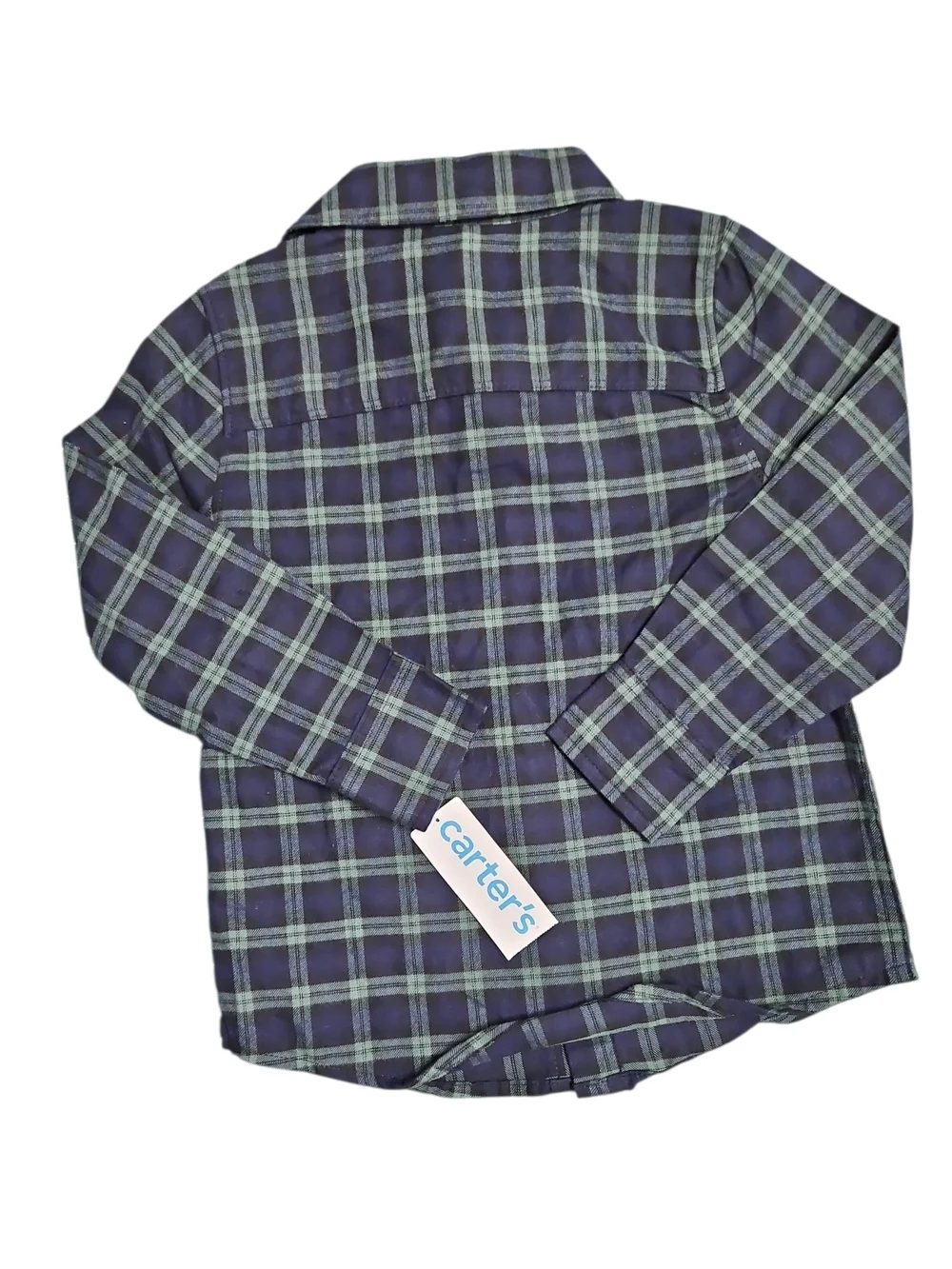Carter's Navy & Green Plaid Button-Down Shirt Size 4 NWT